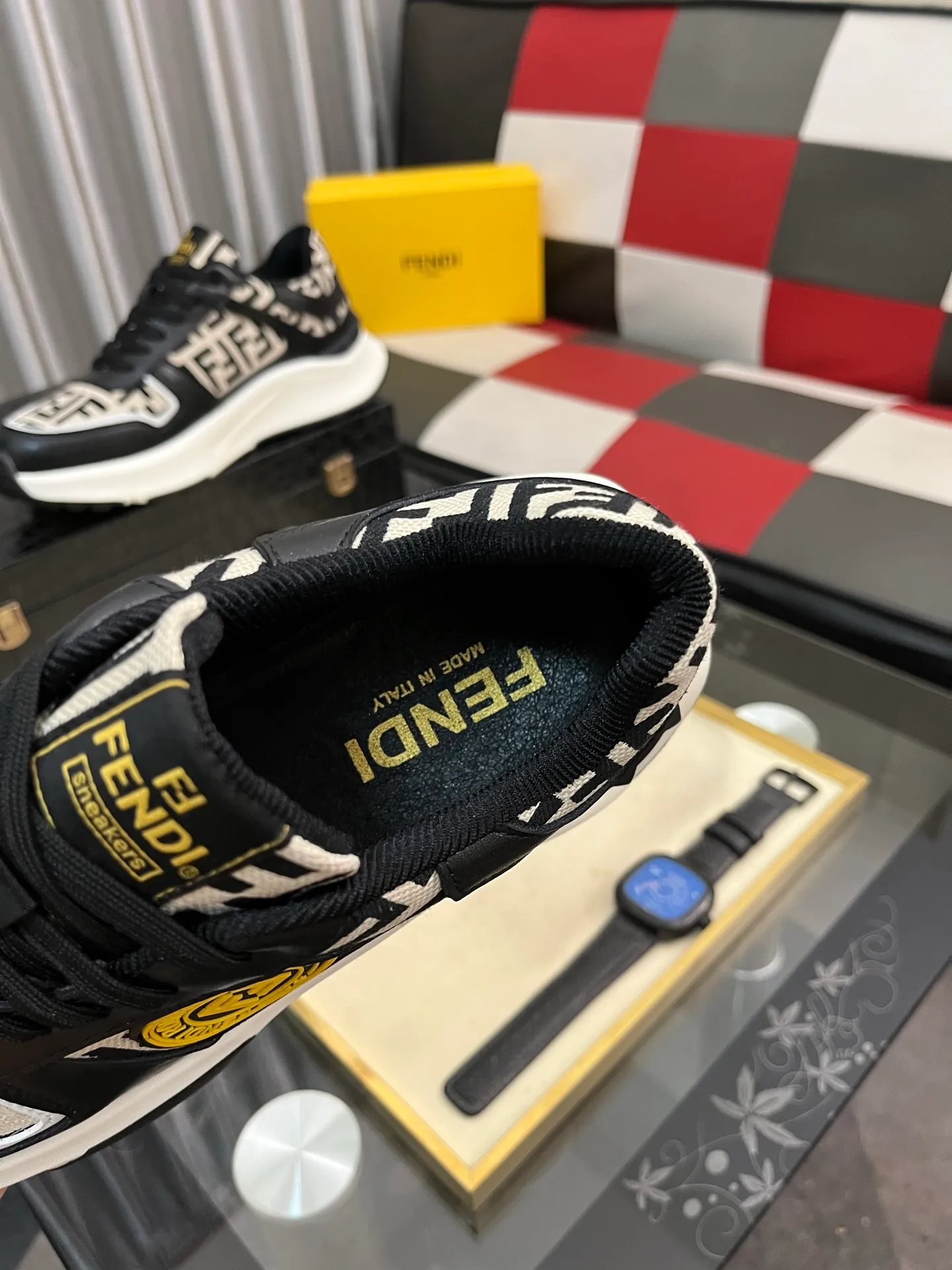 Men's shoes 💰458⌚️⌚️【FENDI】original quality.~ Unique modern style sneakers. 🏃A must-have casual shoe for trendy men😍😍 Original brand imported from Italy, imported original leather, sheep lining (refuses to discolor and grind feet) Sole: Original sole provided by the original factory, French lazy style design ⚠️Fit to the feet, original quality, super comfortable original sole. Just like shooting the real thing 🎬The real thing is better Code number: 38-444️⃣Colors available